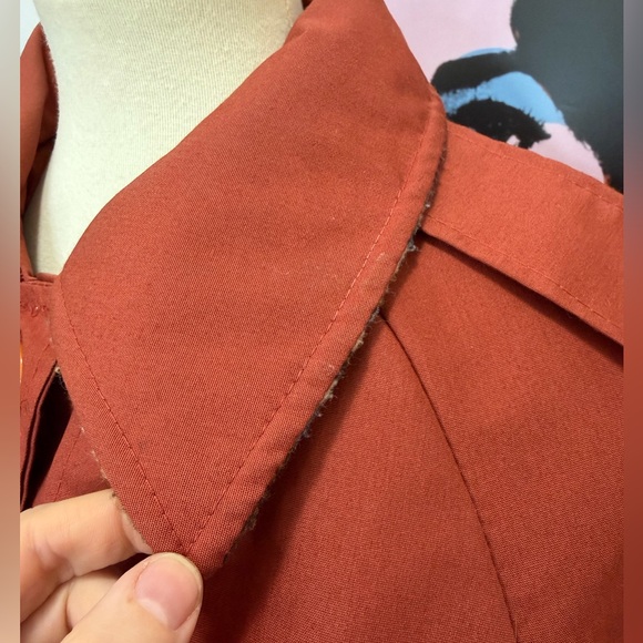 Vintage 70s Quilted Lined Coat with Flannel Trim - Picture 14 of 16